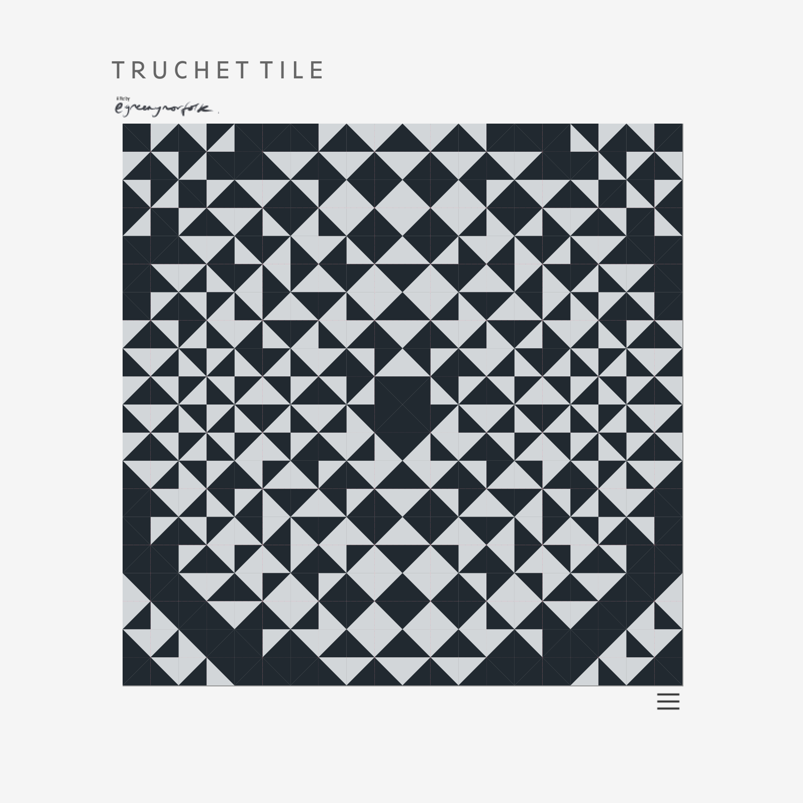 Dense monochrome Truchet tile pattern made from irregularly rotated black and pale triangles.